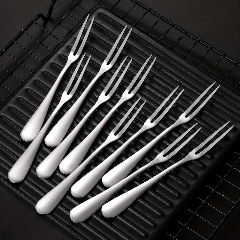 15pcs Stainless Steel Fruit Forks Cake Salad Forks Silvery
