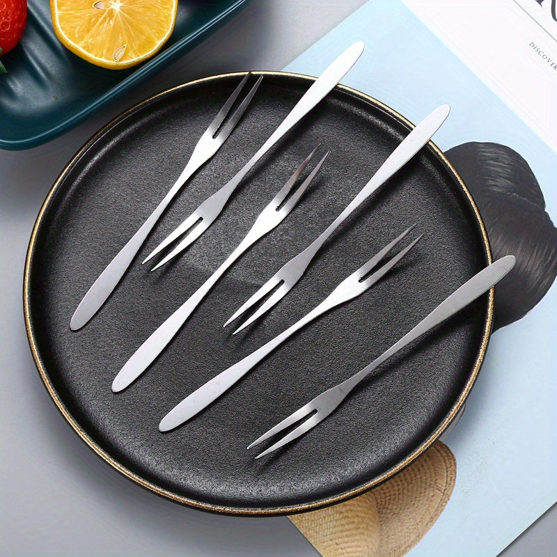 15pcs Stainless Steel Fruit Forks Cake Salad Forks Silvery