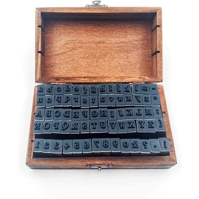 70pc Alphabet Stamps Vintage Wooden Rubber Letter Number Stamp Set