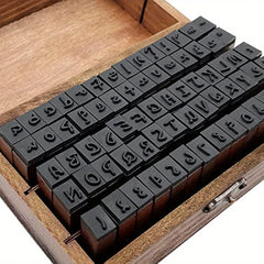 70pc Alphabet Stamps Vintage Wooden Rubber Letter Number Stamp Set