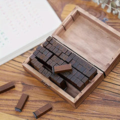 70pc Alphabet Stamps Vintage Wooden Rubber Letter Number Stamp Set