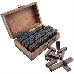 70pc Alphabet Stamps Vintage Wooden Rubber Letter Number Stamp Set