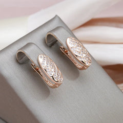 Golden Oval Zircon Drop Earrings for Women