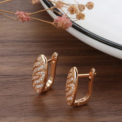 Golden Oval Zircon Drop Earrings for Women