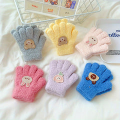 Cartoon Kids Winter Gloves Warm Plush Unisex Baby Gloves
