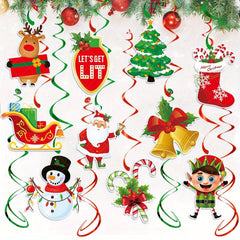 24pcs Christmas Hanging Swirl Decorations - Winter Christmas Party Decor