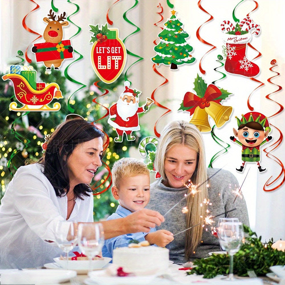 24pcs Christmas Hanging Swirl Decorations - Winter Christmas Party Decor