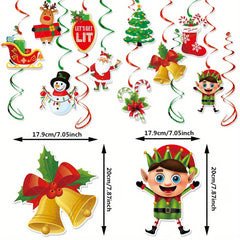 24pcs Christmas Hanging Swirl Decorations - Winter Christmas Party Decor