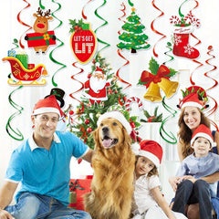 24pcs Christmas Hanging Swirl Decorations - Winter Christmas Party Decor