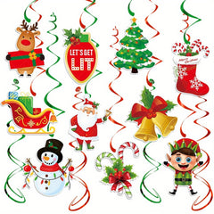 24pcs Christmas Hanging Swirl Decorations - Winter Christmas Party Decor