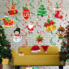 24pcs Christmas Hanging Swirl Decorations - Winter Christmas Party Decor