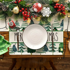 Watercolor Christmas Themed Table Mat Cover