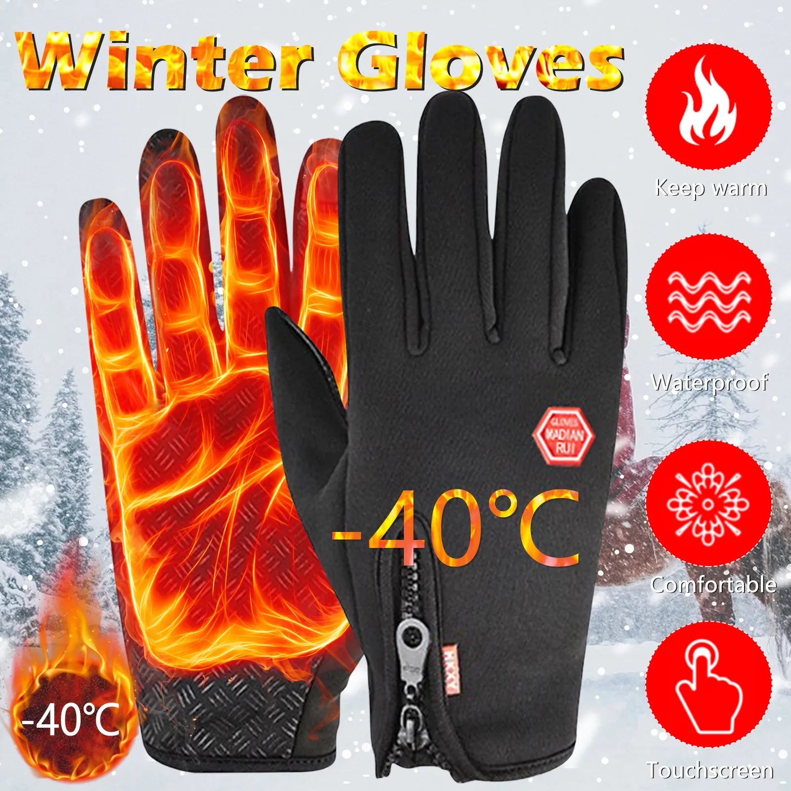 2 Pairs Winter Touch Screen Warm Gloves for Outdoor Driving