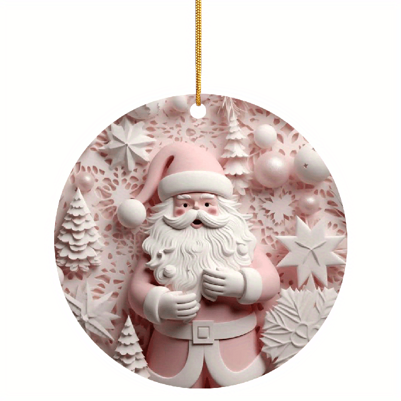 Santa Round Acrylic Pendant Christmas Party Holiday Decorations