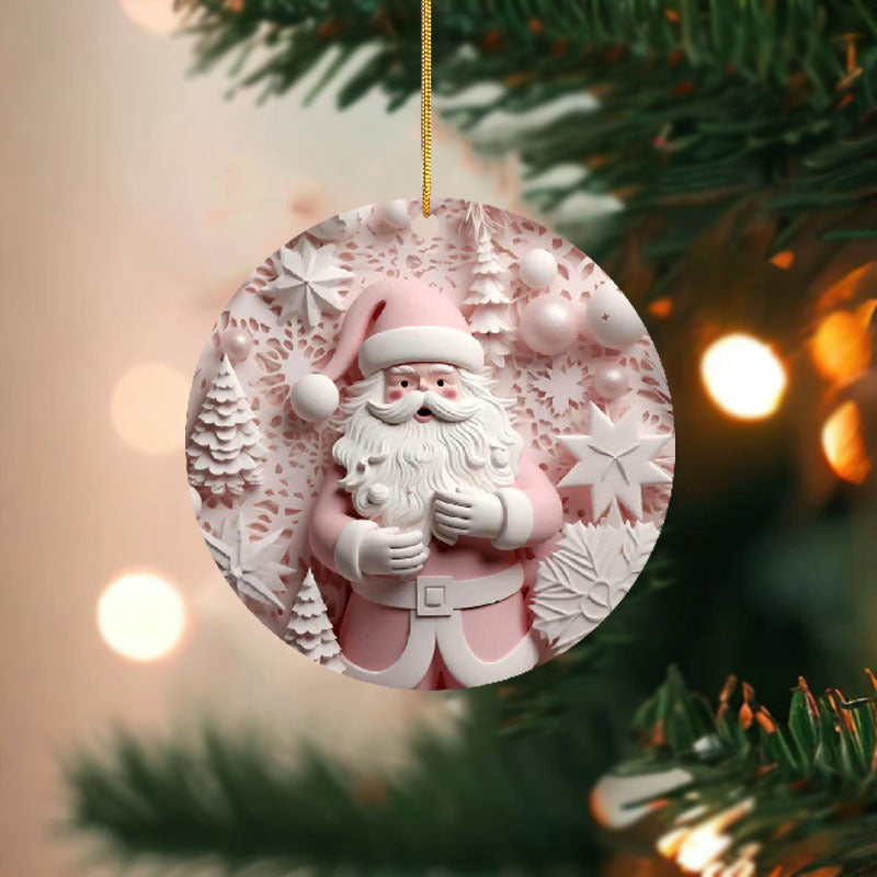Santa Round Acrylic Pendant Christmas Party Holiday Decorations