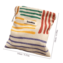 Mini Colorful Stripe Pattern Storage Bag Drawstring Makeup Organizer
