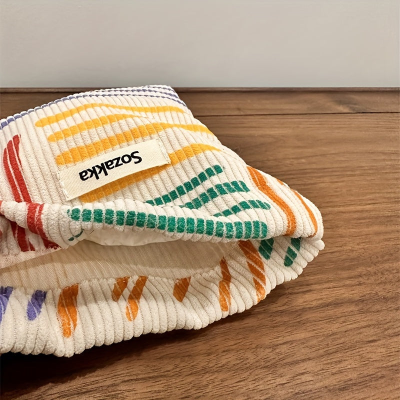 Mini Colorful Stripe Pattern Storage Bag Drawstring Makeup Organizer