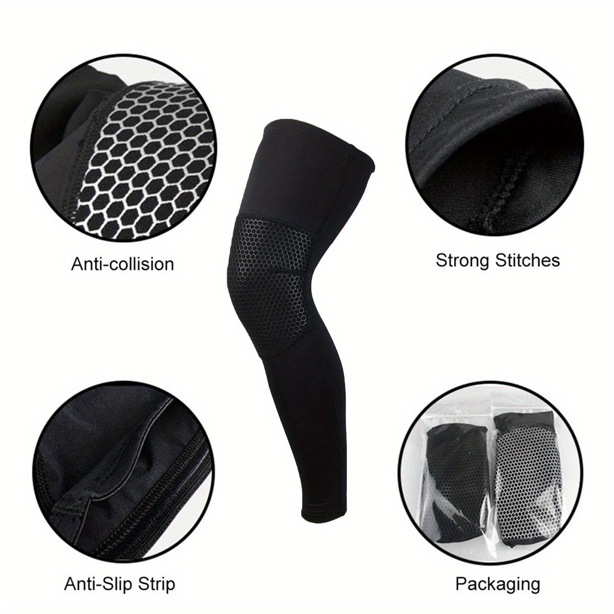 2pcs Compression Knee Pads Support Elastic Long Kneepad Brace Volleyball Bas