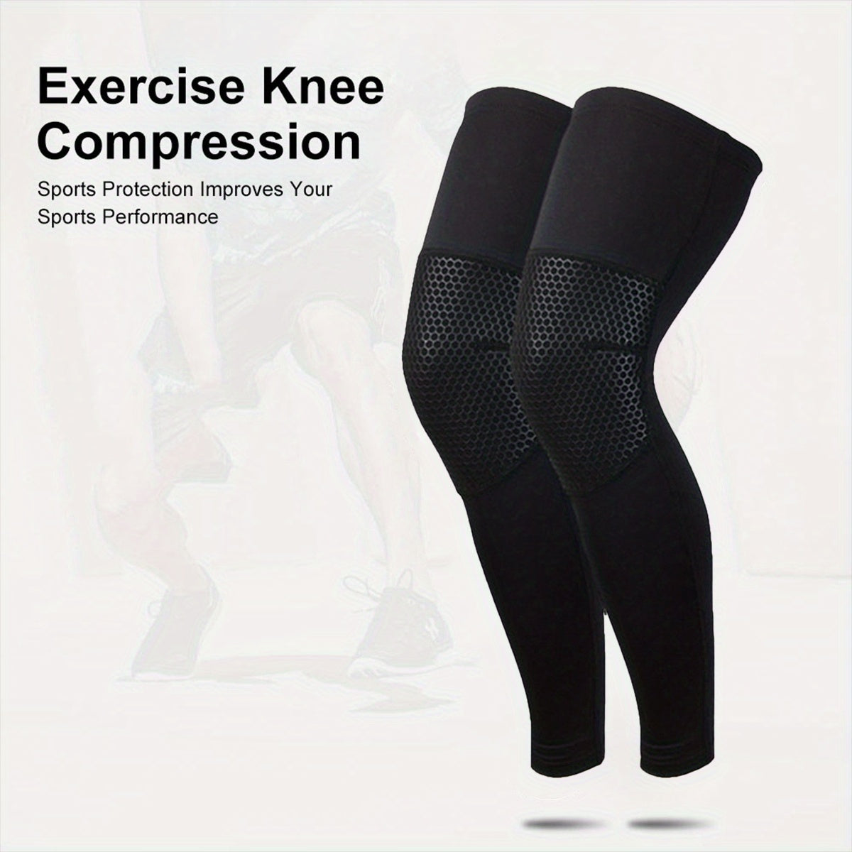 2pcs Compression Knee Pads Support Elastic Long Kneepad Brace Volleyball Bas