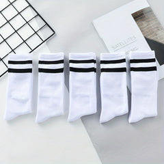 5 Pairs Cotton Sports Socks Men's Comfortable Breathable Sweat Absorbing