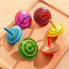 6pcs Colorful Wooden Gyros Safe And Non Toxic Wooden Toys Christmas Gift