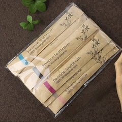 10pcs Bamboo Toothbrush Extra Soft Bristles Sensitive Teeth Gums Men Women