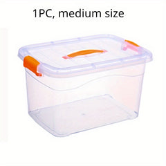 Transparent Plastic Storage Box With Handle Large Capacity