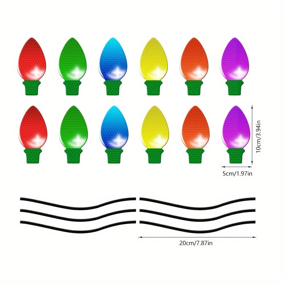 Christmas Light Bulb Reflective Magnetic Stickers Honeycomb Lattice