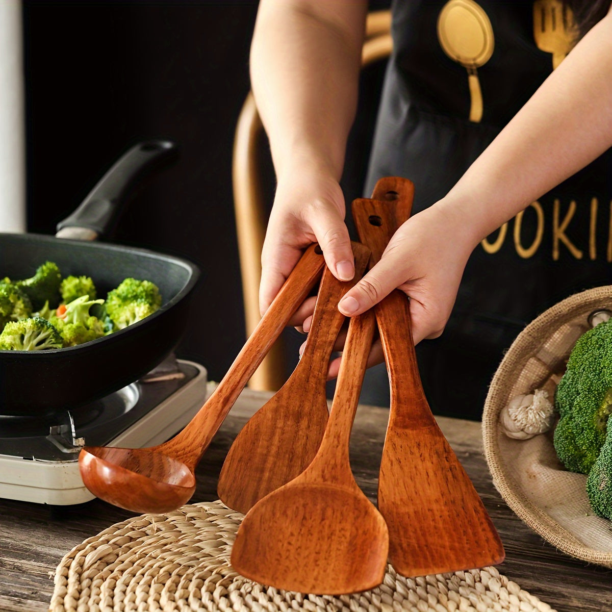 Heat Resistant Wooden Cookware For Cooking And Serving Kitchen Spatula