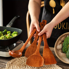 Heat Resistant Wooden Cookware For Cooking And Serving Kitchen Spatula