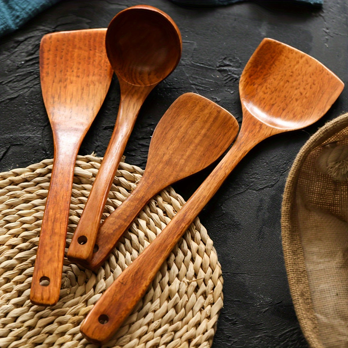 Heat Resistant Wooden Cookware For Cooking And Serving Kitchen Spatula
