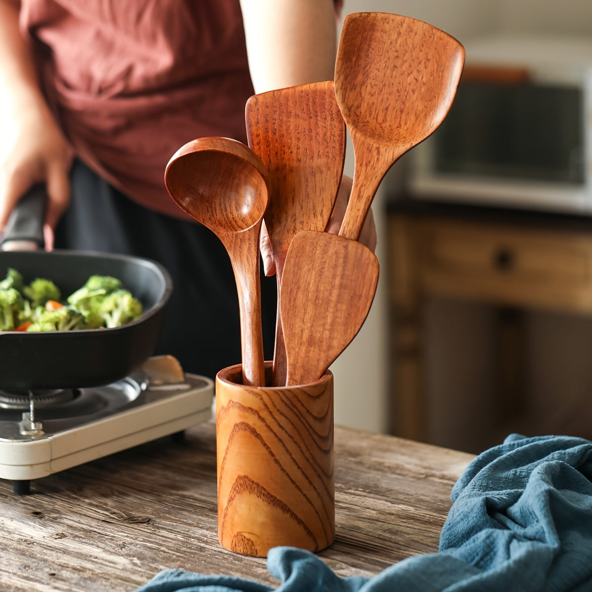 Heat Resistant Wooden Cookware For Cooking And Serving Kitchen Spatula