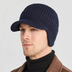 Men's Warm Plush Knitted Beanie Hat for Outdoor Activities