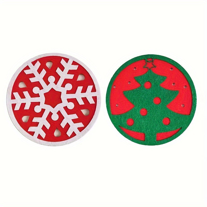 5pcs Christmas Round Coasters Heat Insulation Non Slip Cup Pads