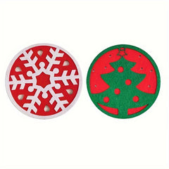 5pcs Christmas Round Coasters Heat Insulation Non Slip Cup Pads