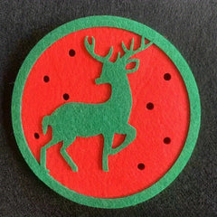 5pcs Christmas Round Coasters Heat Insulation Non Slip Cup Pads