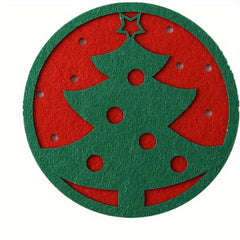 5pcs Christmas Round Coasters Heat Insulation Non Slip Cup Pads