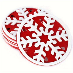 5pcs Christmas Round Coasters Heat Insulation Non Slip Cup Pads