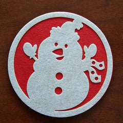 5pcs Christmas Round Coasters Heat Insulation Non Slip Cup Pads