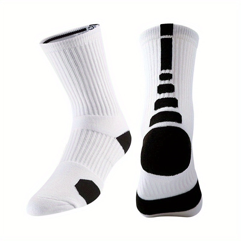 4Pairs Men's Athletic Socks Basketball Running Non Slip Thickened Crew Socks