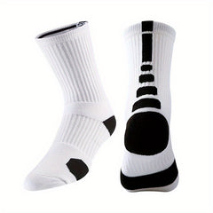4Pairs Men's Athletic Socks Basketball Running Non Slip Thickened Crew Socks