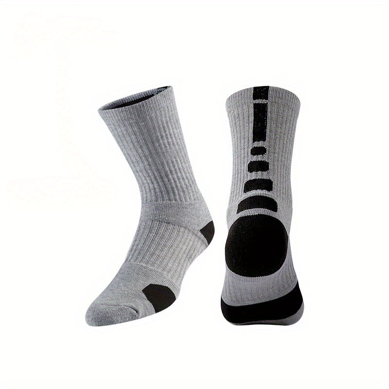 4Pairs Men's Athletic Socks Basketball Running Non Slip Thickened Crew Socks
