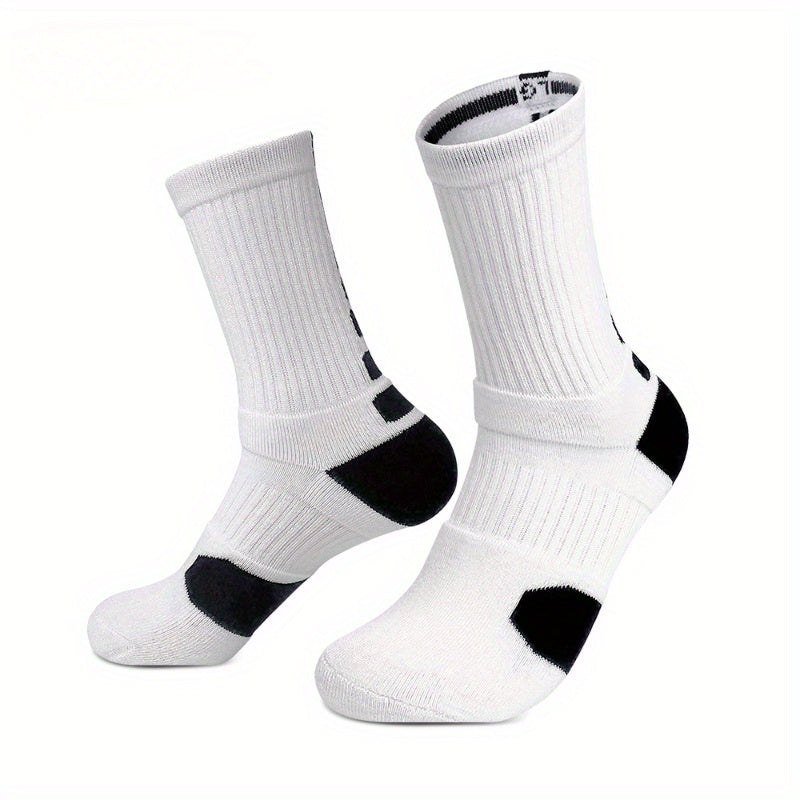 4Pairs Men's Athletic Socks Basketball Running Non Slip Thickened Crew Socks