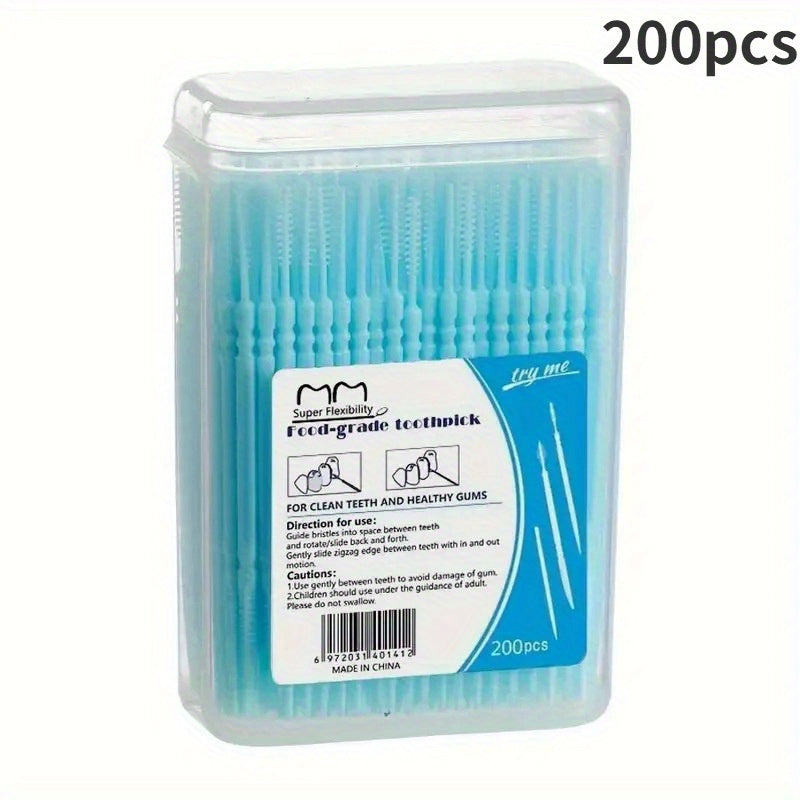 200 Pcs Disposable Toothpicks w/ Box Plastic Portable