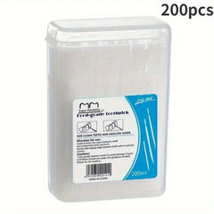 200 Pcs Disposable Toothpicks w/ Box Plastic Portable