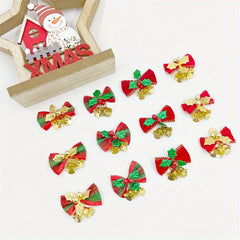 3 Pcs Christmas Tree Bow Mini Bell Strap Gift Decoration