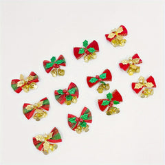 3 Pcs Christmas Tree Bow Mini Bell Strap Gift Decoration
