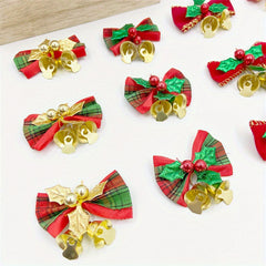 3 Pcs Christmas Tree Bow Mini Bell Strap Gift Decoration