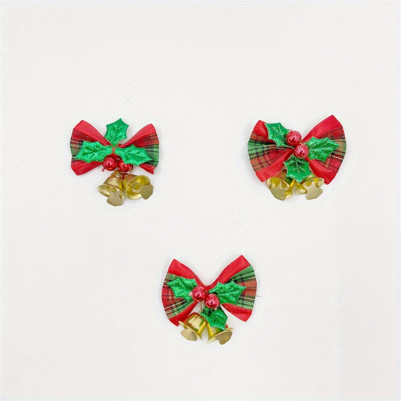 3 Pcs Christmas Tree Bow Mini Bell Strap Gift Decoration