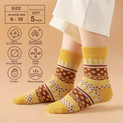 5 Pairs Winter Thermal Socks Cold Weather Thick Cozy Warm Socks